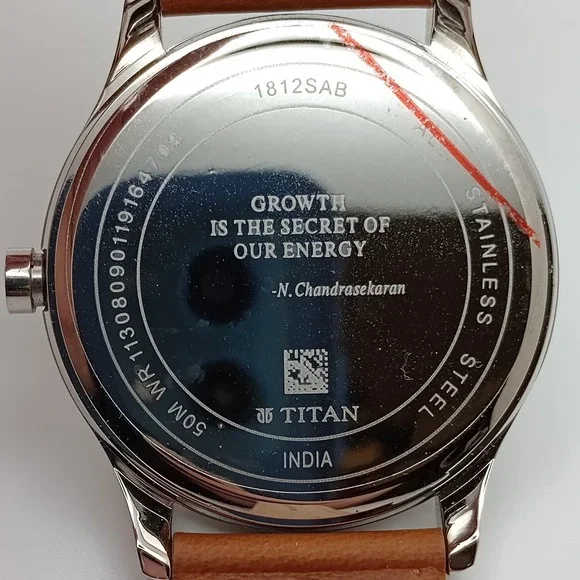 Titan TCS50 DJ898 Date Analog Brown Leather Band Energy India Corporate new bat